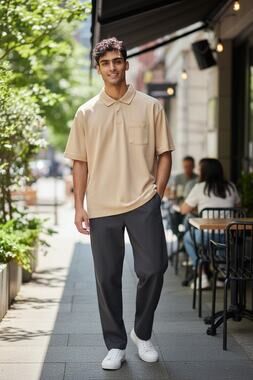 L.L. Bean Men's Premium Polo SS with Pocket Size: Large Color: Light Yellow